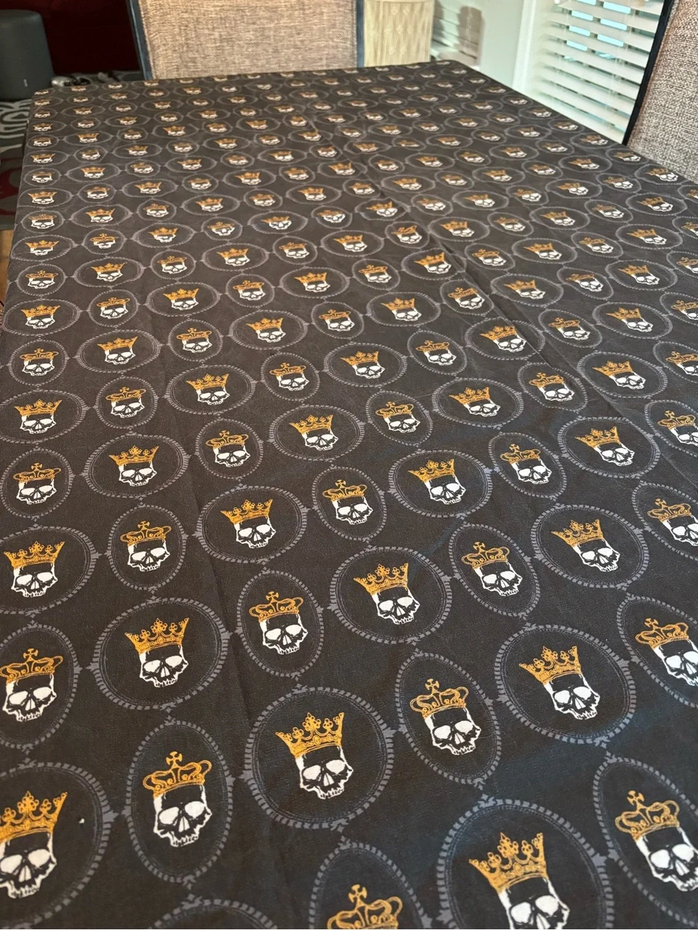 Rare / Deadstock Cotton Gothic Crowned Skull Tablecloth 50 x 60 Target